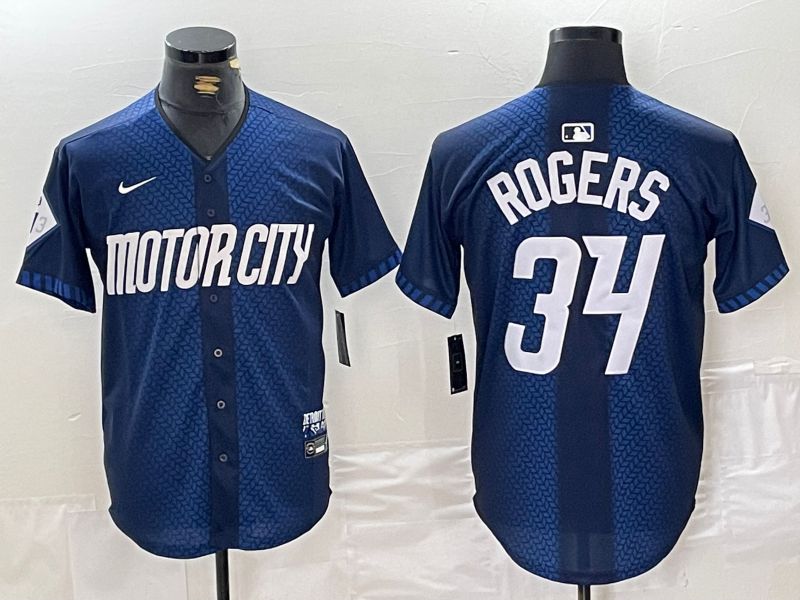 Men Detroit Tigers 34 Rogers Blue City Edition Nike 2024 MLB Jersey style 4